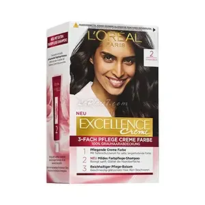 Coloration pour cheveux, Excellence crème, L'Oréal, 2 Brun noir