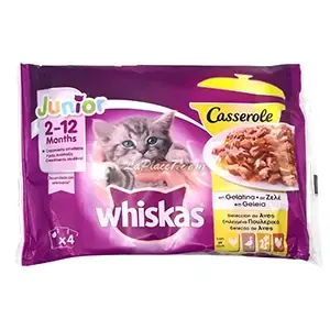 Pack de 4 sachets de gelée volaille pour chat junior de 2 à 12 mois, Casserole, Whiskas