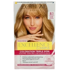 Coloration pour cheveux, Excellence crème, L'Oréal, 8.1 Blond clair cendré