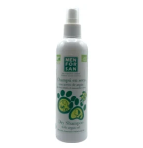 Shampoing sec pour chien et chat, Huile d'argan, aloe vera camomille et avoine, Men for san, 250ml