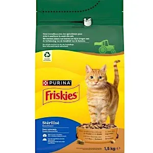 Croquettes pour chat stérilisé, Poulet, dinde et légumes, Friskies, Purina, 1,5kg