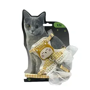 Harnais et laisse réglable pour chat avec tête de chat