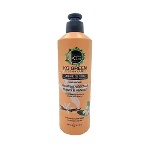 Crème de soin hydratante KG Green pour cheveux longs er abimés à la kératine végétale, manoi et vanille, Sans rinçage, Sans sulfates, Sans silicone, Keragold, 200ml