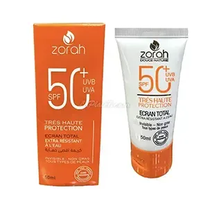 Ecran total pour tous types de peaux, Trés haute protection, SPF50+, Zorah