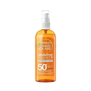 Huile protectrice nutritive pour peaux claires, sensibles et intolérantes au soleil, Sensitive expert+, FSP50+, Ambre solaire, Garnier