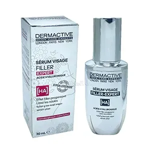 Sérum pour visage filler, HA, Effet filler progressive et lisse les ridules, Acide hypoallergénique, Sans parfum, Dermactive, 30ml
