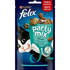 Friandises pour chat au saumon, à la morue et à la truite, Saveur de l'océan, Party mix, Felix, Purina, 60g