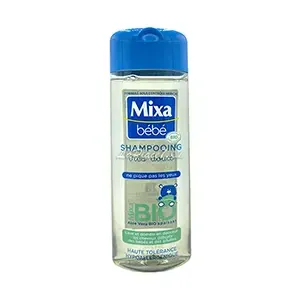 Shampoing pour cheveux délicats des bébés et adultes a l'aloe vera bio apaisant, Ne pique pas les yeux, Hypoallergénique, Très doux, Mixa, 250 ml