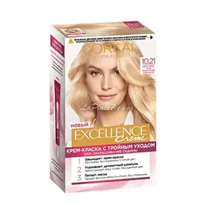 Coloration pour cheveux, Excellence crème, L'Oréal, 10.21 Blond perlé très clair