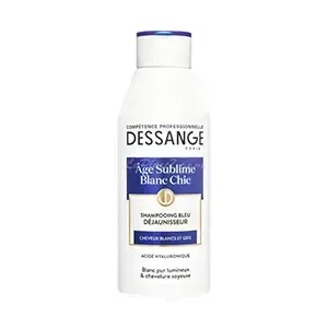 Shampoing bleu déjaunisseur pour cheveux blanc et gris, Age sublime, Acide hyaluronique, Dessange