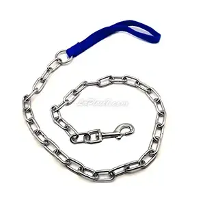 Laisse en métal avec poignée en tissu pour chien, 1,2m