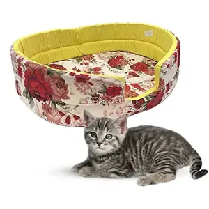 Lit de couchage pour chat à fleurs roses, 50cm