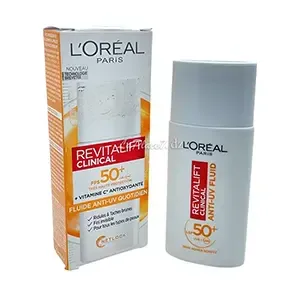 Fluide solaire anti-uv quotidien pour tous types de peaux, Vatimane C et antioxudante, Revitalift clinical, SPF+50, L'Oreal, 50ml