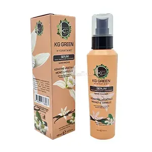 Sérum hydratant pour cheveux longs et abimés à la kératine végétale, Manoi et vanille, Sans rinçage,  Sans sulfates et silicone, KG Green, Keragold, 100ml