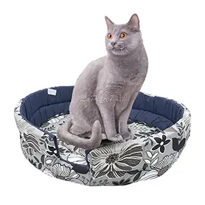 Lit de couchage pour chat à fleurs grises, 50cm