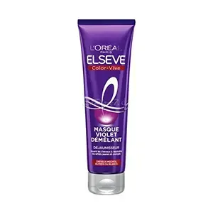 Masque violet démêlant déjaunisseur pour cheveux méchés blonds ou blancs, Elseve, L'Oréal, 150ml
