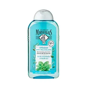 Shampooing infusion anti-pelliculaire pour cheveux normaux, Aux huiles essentielles et menthe BIO, Le Petit Marseillais, 250ml