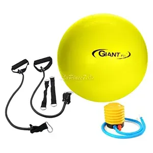Ballon de gym et yoga avec tendeurs et pompe, Giant fit, 65 Cm