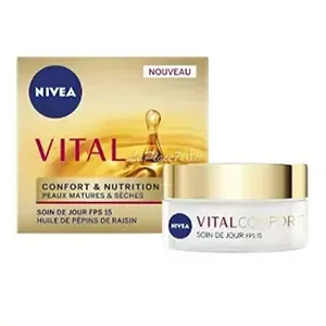 Soin de jour pour peaux matures et sèches à l'huile de pépins de raisin, FPS15, Confort et nutrition, Vital, Nivea, 50ml