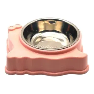 Gamelle en plastique avec bol en inox de 14cm séparable pour chat
