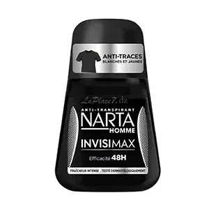 Déodorant à bille pour homme, Anti traces blanches et jaunes, Anti-transpirant 48H, Invisimax, Narta, 50ml