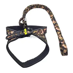 Harnais réglable ceinture avec laisse pour petit et moyen chien avec motif militaire