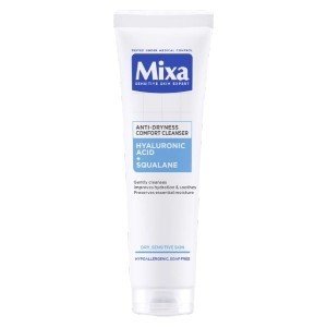 Gel nettoyant visage pour peaux sèches et sensibles, Acide hyaluronique et squalane, Anti-sécheresse confort, Mixa, 150ml