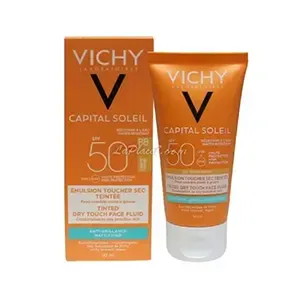 Crème solaire teintée BB, Anti brillance pour peaux sensiblees, SPF50, Vichy
