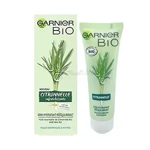 Soin hydratant rééquillibrant pour peaux normales à mixtes à l'huile essentielle de citronnelle bio et l'aloé vera bio, Citronnelle rafraichissante, Garnier, 50ml