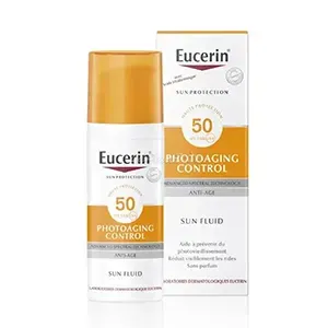 Fluide solaire anti-age anti ride pour tous types de peaux, Sans parfum, Photoaging control, SPF50+, Eucerin, 50ml
