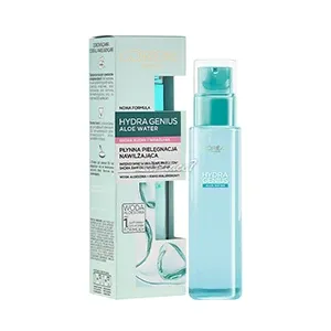 Soin hydratant liquide pour peau sèche et sensible, Eau d’aloe et acide hyaluronique, Hydratation 72h, Hydra Genius, L'Oréal, 70 ml