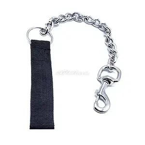 Laisse en métal courte avec poignée en tissu pour grand chien, 65 Cm