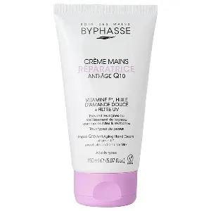 Crème mains réparatrice anti âge Q10 pour tous types de peaux, Vitamine E et huile d'amande douce, Filtre UV,  Byphasse, 150ml