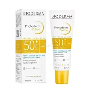 Crème solaire invisible pour peaux sensibles sèches, Texture hydratante, SPF 50+, Photoderm crème, Bioderma, 40 ml