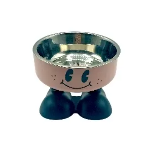 Gamelle pour chat en inox, surélevée avec des pieds en plastique, 14cm.