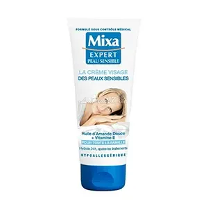 Crème visage des peaux sensibles à l'huile d'Amande douce + Vitamine E, Hypoallergénique, Mixa, 100ml
