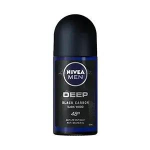Déodorant à bille pour homme Anti-transpirant 48h, Deep black carbon, Dark wood, Nivea, 50ml