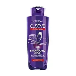 Shampoing violet déjaunisseur pour cheveux méchés et blanc, Color-vive, Elvive, L'Oréal