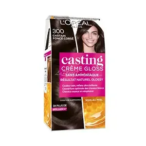 Coloration pour cheveux, Casting crème gloss, l'Oréal, 300 Châtain foncé corsé
