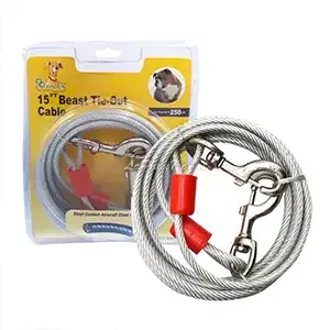 Laisse d'intérieur en cable ultra résistante de 4M pour chien, Heavy duty, Xiaoxin