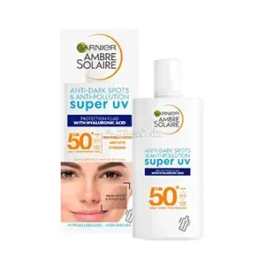 Ambre solaire protecteur super UV à l'acide hyaluronique,  Anti-taches et anti-pollution, SFP50+, Garnier, 40ml
