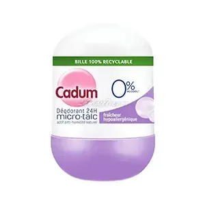 Déodorant à bille pour femme anti-humidité, 0% d'alcool, Micro-talc, Cadum, 24H