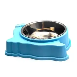 Gamelle en plastique avec bol en inox de 14cm séparable pour chat