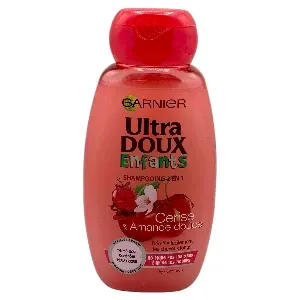 Shampoing  pour enfant, Cerise et Amande douce, 2 en 1, Démêle facilement les cheveux longs, Ultra Doux, Garnier, 250ml