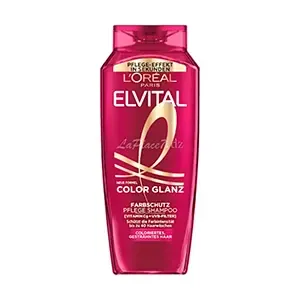 Shampoing soin pour cheveux colorés et mèches à la vitamine C g et filtre UVB, Protection couleur, Color Glanz, Elvital, L'Oréal, 300 ml