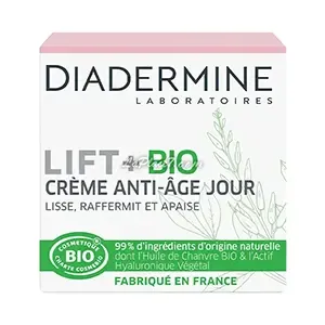 Crème anti-âge jour lisse raffermit et apaise, Lift + Bio, Diadermine