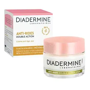 Crème de jour double action anti-ride et anti-âge pour peaux sensibles à l'actif hyaluron et protéine de soja, Diadermine, 50ml
