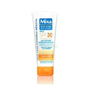 Lait solaire pour peaux sensibles enfants et adultes, Tolérance optimale, SPF+30, Mixa