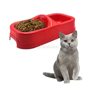 Gamelle double en plastique pour chat