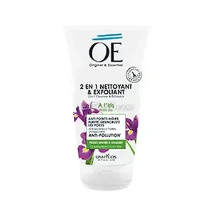 Gel visage nettoyant et exfoliant 2 en 1 anti-pollution pour peaux mixtes à grasses, OE